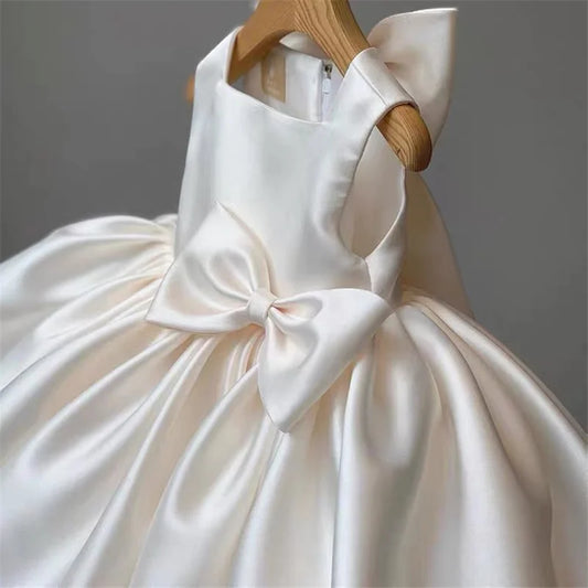 Girls Bow Princess Dresses Kids Baptism Evening Tutu Baby Birthday Party