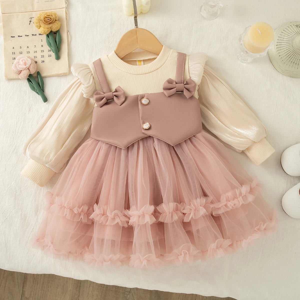 Daija Baby Girl Princess Dress Chiffon with Sweet Bow