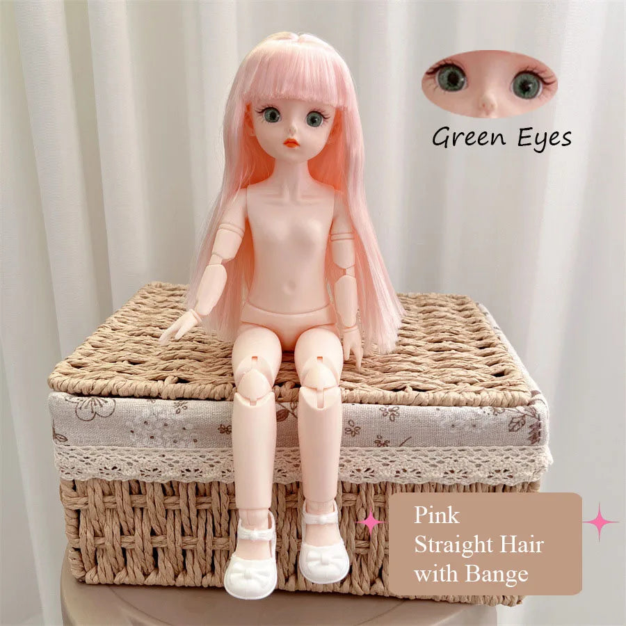 BJD Doll Nude Haploid Multiple Removable Joints 30cm 1/6 3D Grey Green Purple Blue Attractive Eyes Doll Girls Birthday Gift Toy