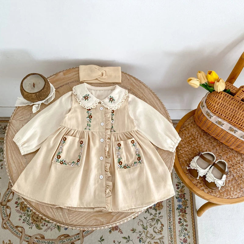 Melina Embroidered Doll Collar Long Sleeved Top