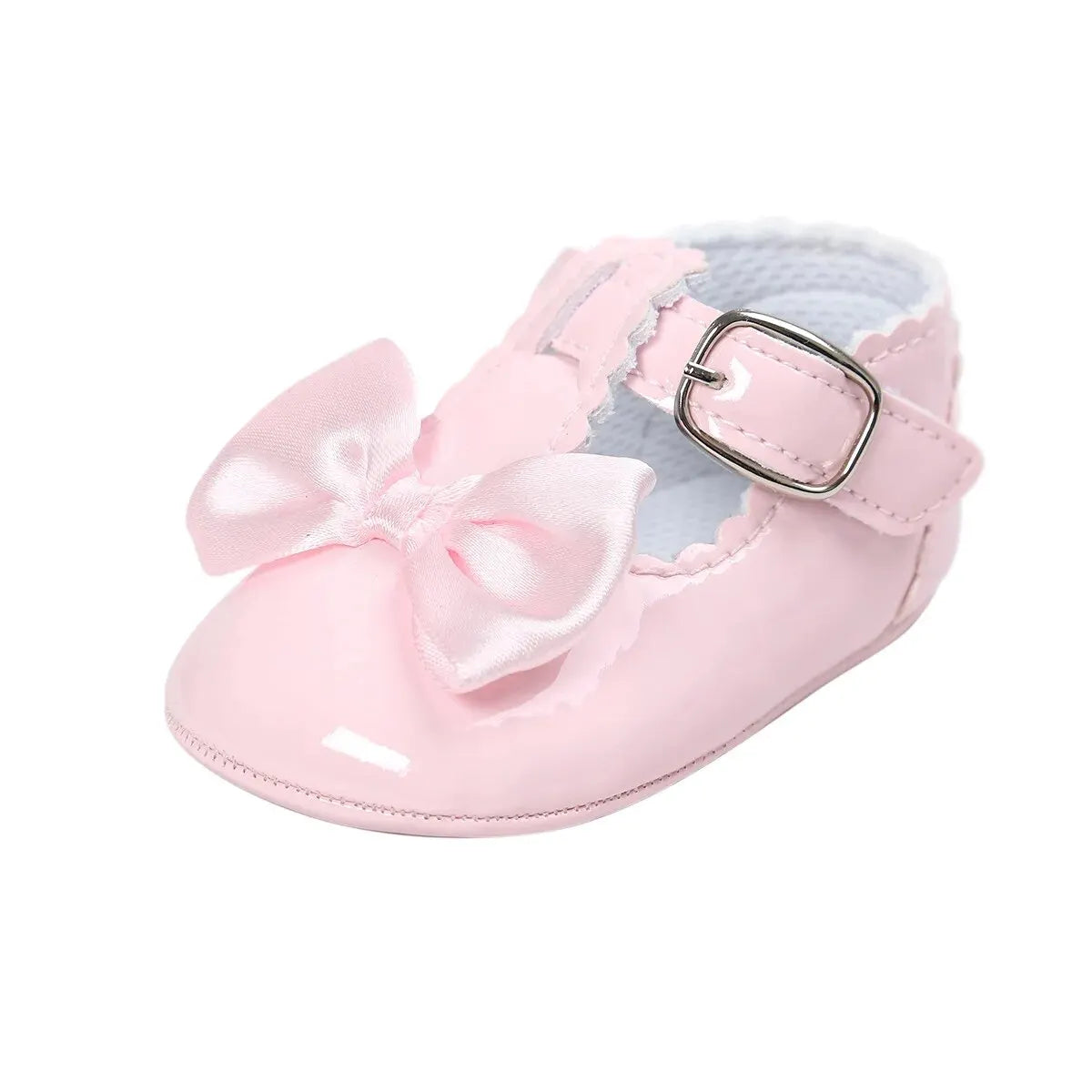 Meckior Baby Girls Shoes Classic Bowknot Rubber Sole Anti-slip PU Girls Dress Shoes