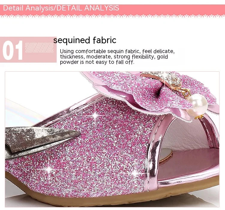 Girls Princess Shoes Summer Children High Heels Open-toe Party Wedding Toddlers Sandals