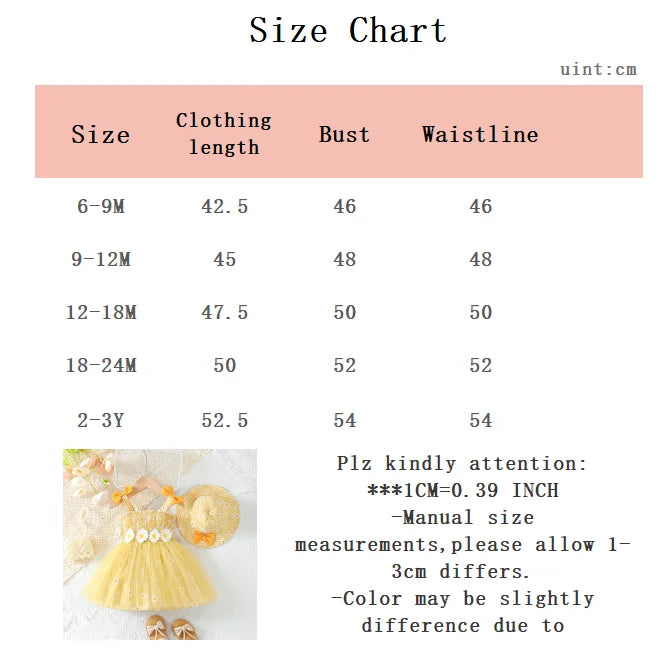Luna Baby Girl Summer Dress with Hat for 0-3 Years