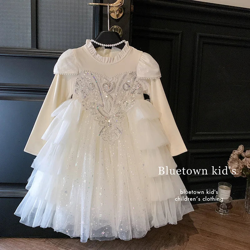 Girls' Winter Dress Light Luxury High End Birthday Banquet Performance Princess Dress