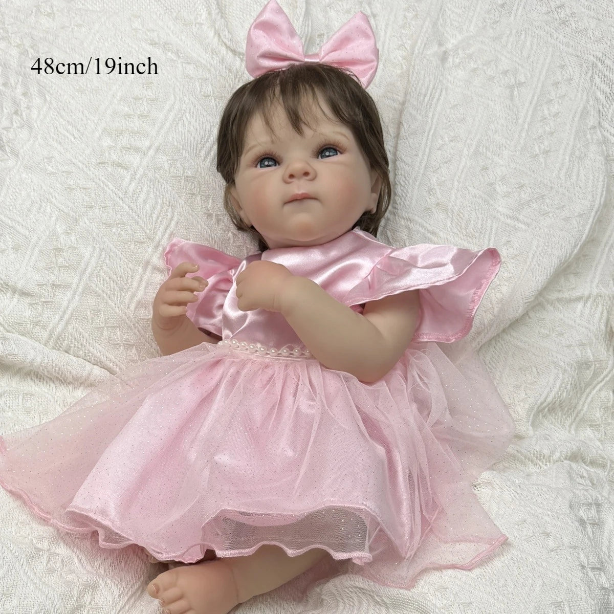 BZDOLL 19 Inch 48CM Full Vinyl Lovely Reborn Baby Doll, Handmade Birthday Gift, Collectibles Play House Toy