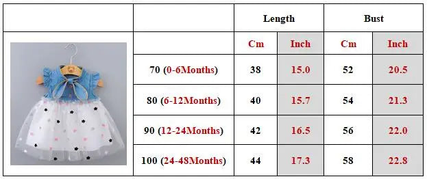 Baby Girls Dresses Summer 1-4Years Kids Tulle Dress Ruffles Sleeve Denim Cotton Mesh