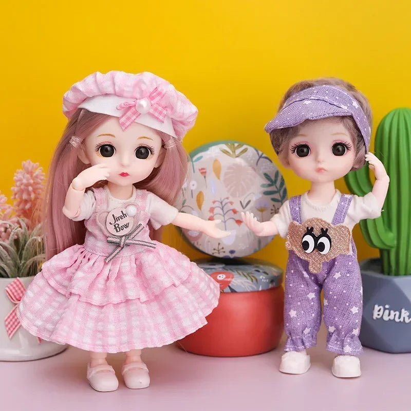 16cm 1/12 Girl Princess Doll BJD Doll with Clothes Shoes Movable 13 Joints Cute Sweet Face Child Gift DIY Dress Up Toys for Kids