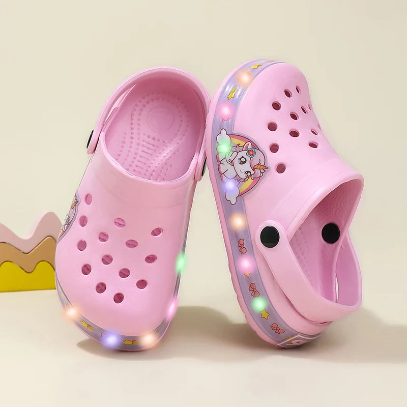 Pink Summer Kids Sandals with Cartoon Print