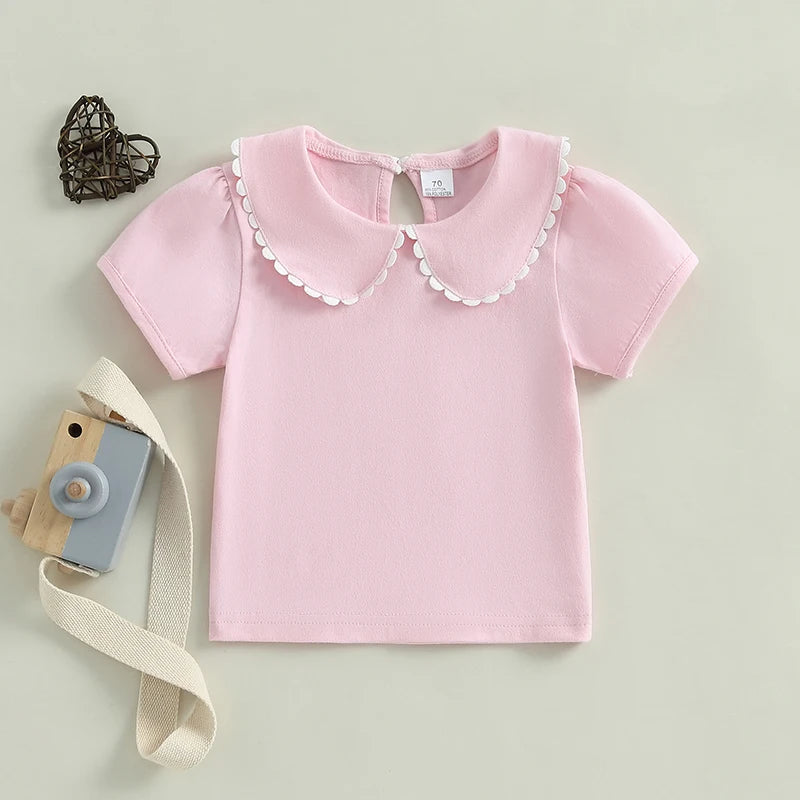 Lia Adorable Blouse with Cute Doll Collar Top