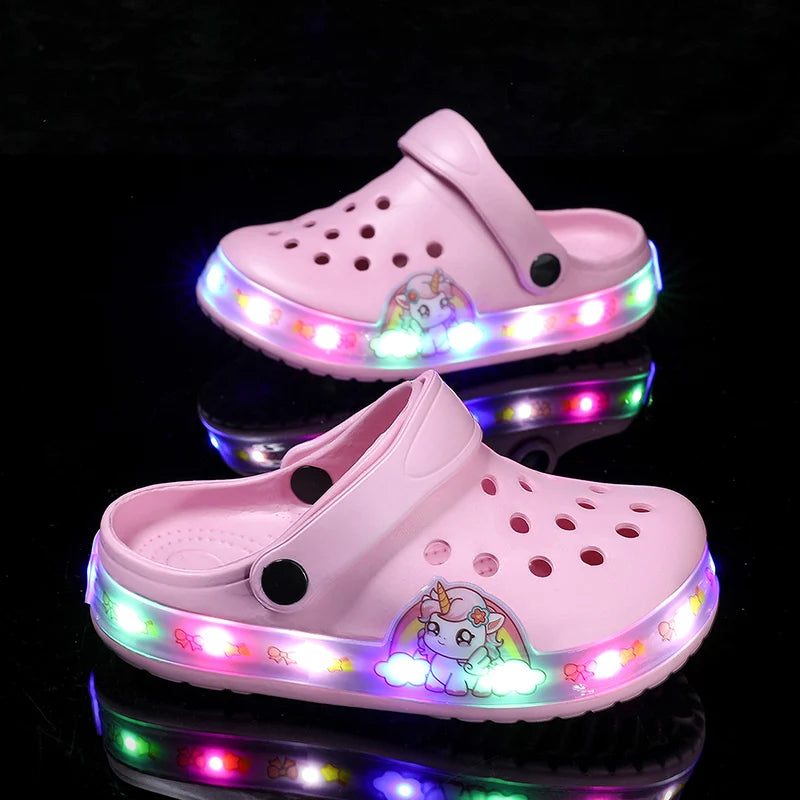 Pink Summer Kids Sandals with Cartoon Print