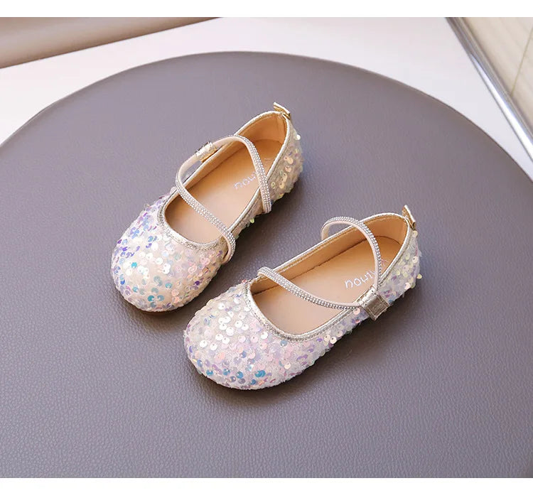 Fashion Girl Shoe 2025autumn New Sequined Princess Shoe Sweet Girl Party Dresses Soft Sole Kid Shoes Women Shoes Designer Shoes