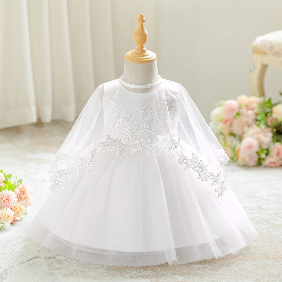 Baby Girl Formal Dress Dress Set (Skirt + Shawl) Elegant White Dress