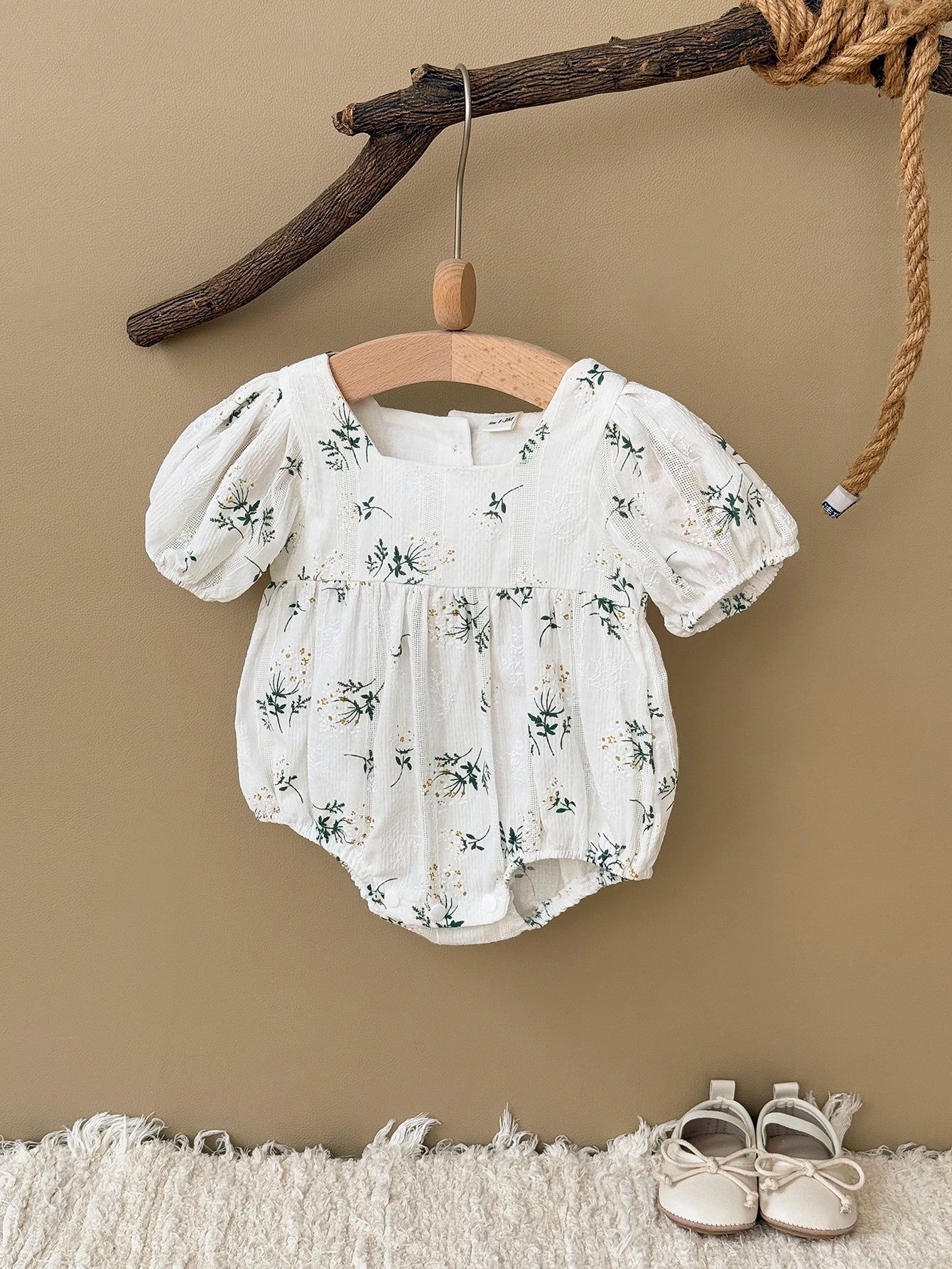 Puff Sleeve Garden Romper