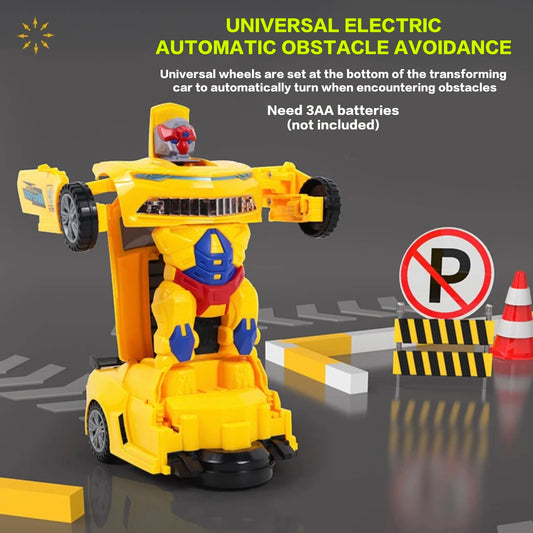 Boys 2-in-1 Stunt Racing Robot Car Toy with Colorful Lights And Music Obstacle Avoidance Feature