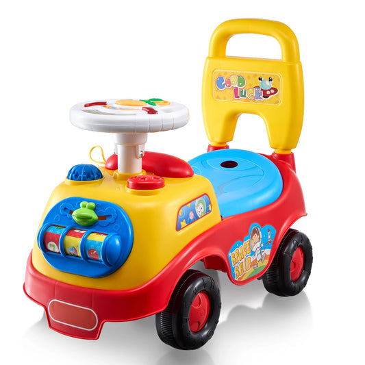 SucceBuy Toddler Ride On Push Car Sit to Stand Kids Ride On Toy Car with Music