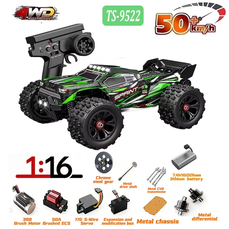 MJX Hyper TS 9522 Pro RC Car Brushless 4WD High-Speed 85km/h Remote Control Off-Road Truck with Big Wheels Easy Control Vehicle
