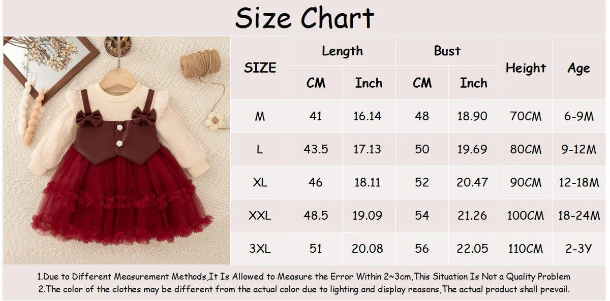 Baby Girl Dress Autumn/Winter Lace Bow Girl Dress Cute Birthday Party Baby Dress