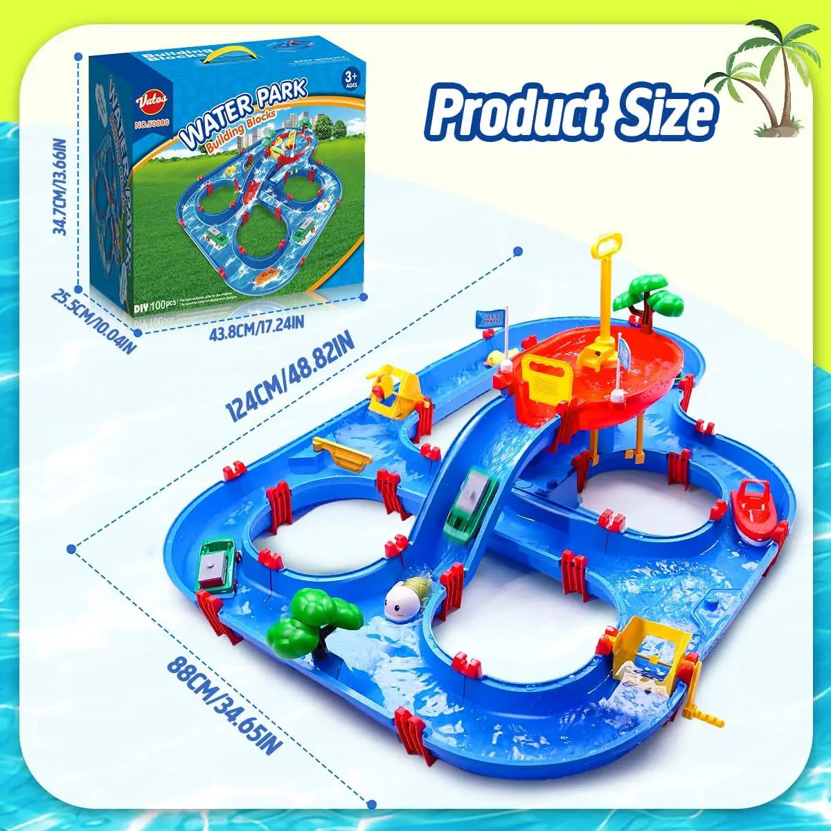 VATOS Summer Outdoor Kids Water Table 2-Tier Toddlers Water Table