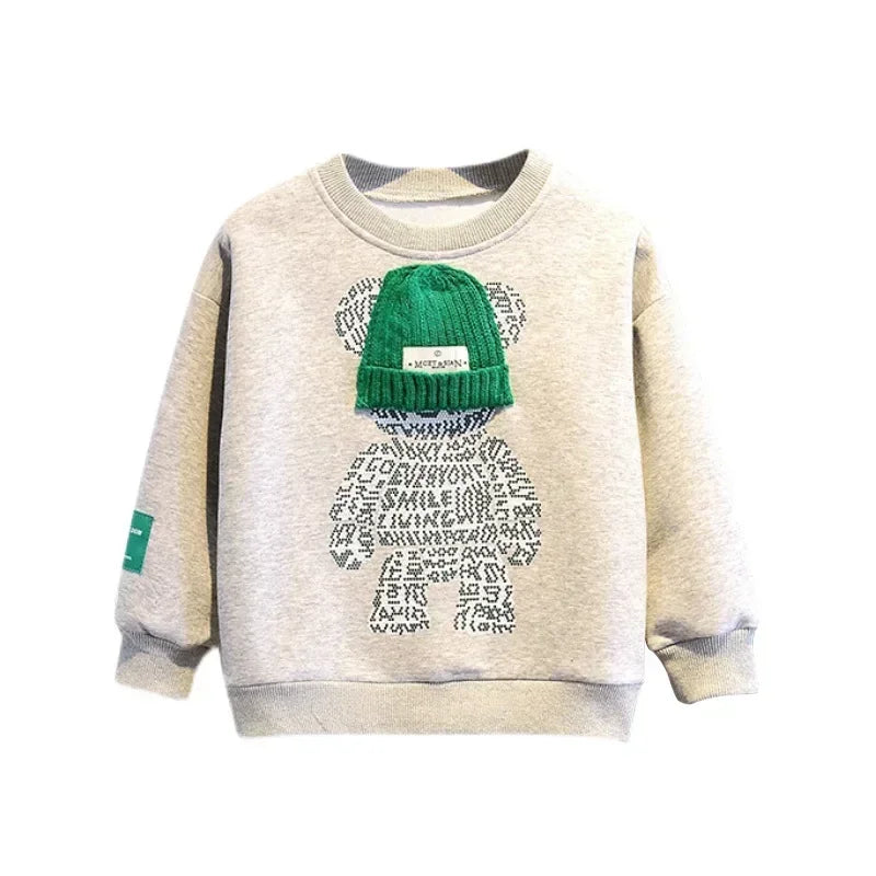 Boy Clothes Set Autumn - Cartoon Bear Top and Pant