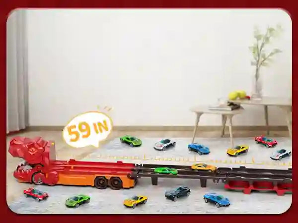 Dinosaur Truck Toy Set with Die-Cast Racing Cars for Kids