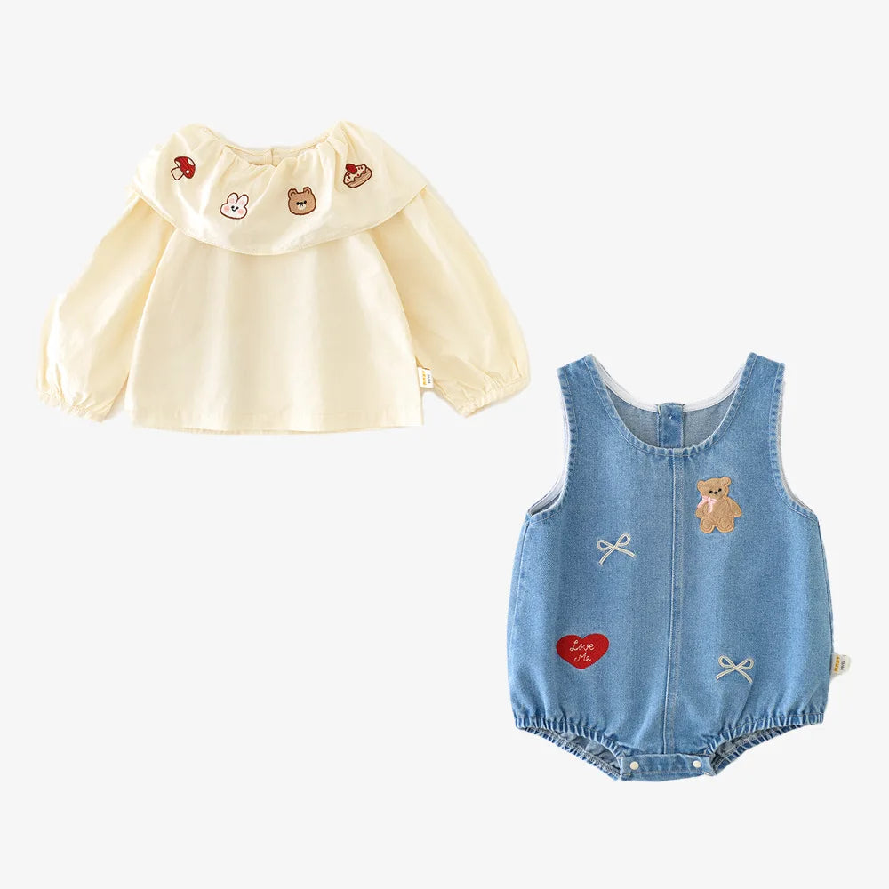 Peter Pan Collar Denim Set