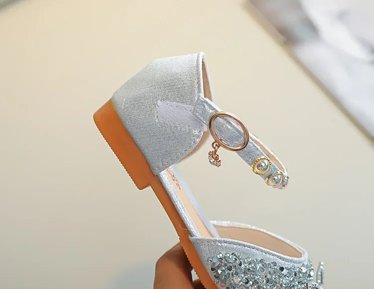 New Children Princess Shoes for Girls Bowtie Glitter Children Baby Dance Shoes