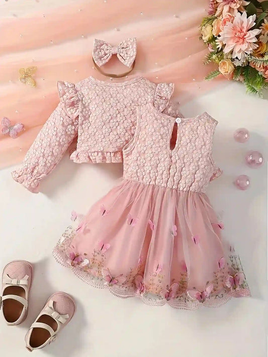 Reese Pastel Pink Lace Baby Set for Spring Season