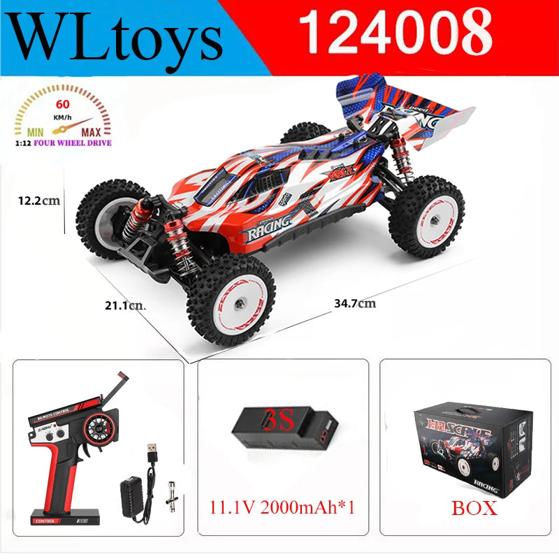 WLtoys 124017 124007 75KM/H  RTR 2.4G Racing RC Car Brushless 4WD Electric High Speed Off-Road Drift Toys For Kids And Adults