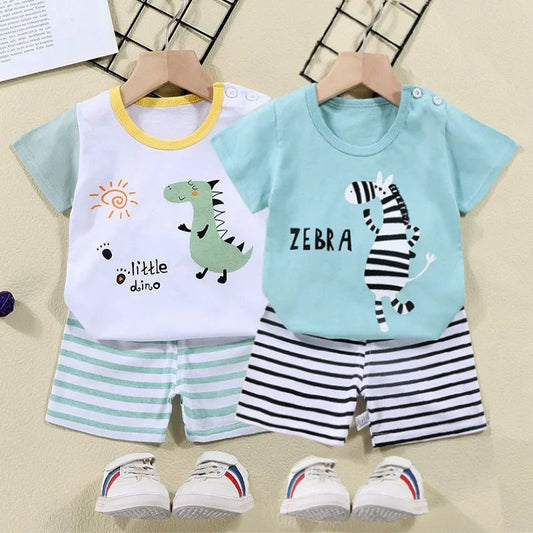 Cotton Tees and Shorts Set for Boys - Cartoon Design