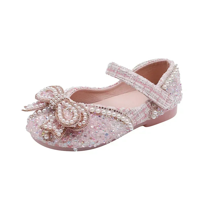 Kids Girls Sandals Fashion Sequins Rhinestone Bow Girls Princess Baby Girl Shoes