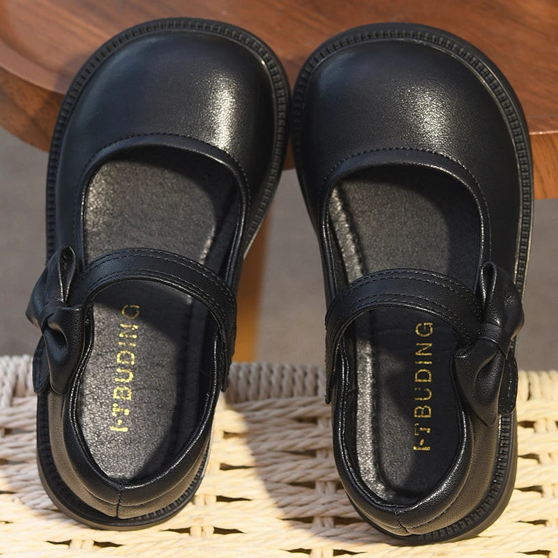 Girls' Shoes, Genuine Leather, Children's Princess Shoes, 2026 Spring and Autumn New Black Performance Shoes, Little Girls' Blac
