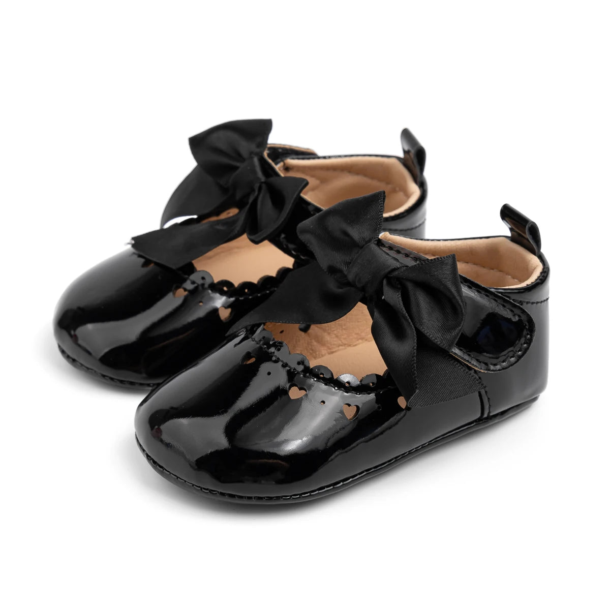 Newborn Baby Girl Shoes Soft Sole Infant Toddler Mary Jane Flats Princess Bowknot Patent Leather Dress Shoes Wedding Party Gift