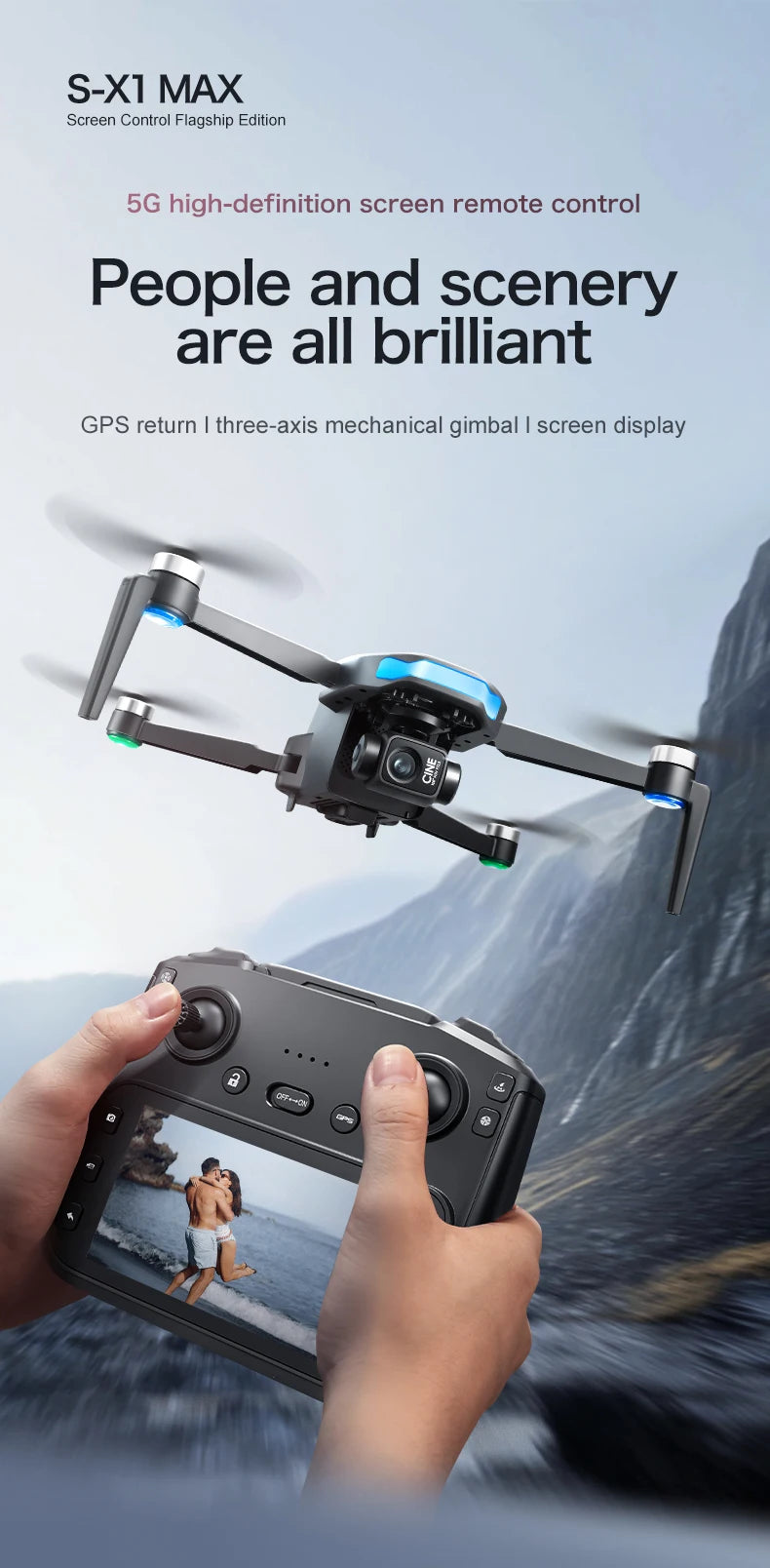 S-X1 Mini Drone 5G| 4K EIS Camera 3-Axis Gimbal | GPS Obstacle Avoidance