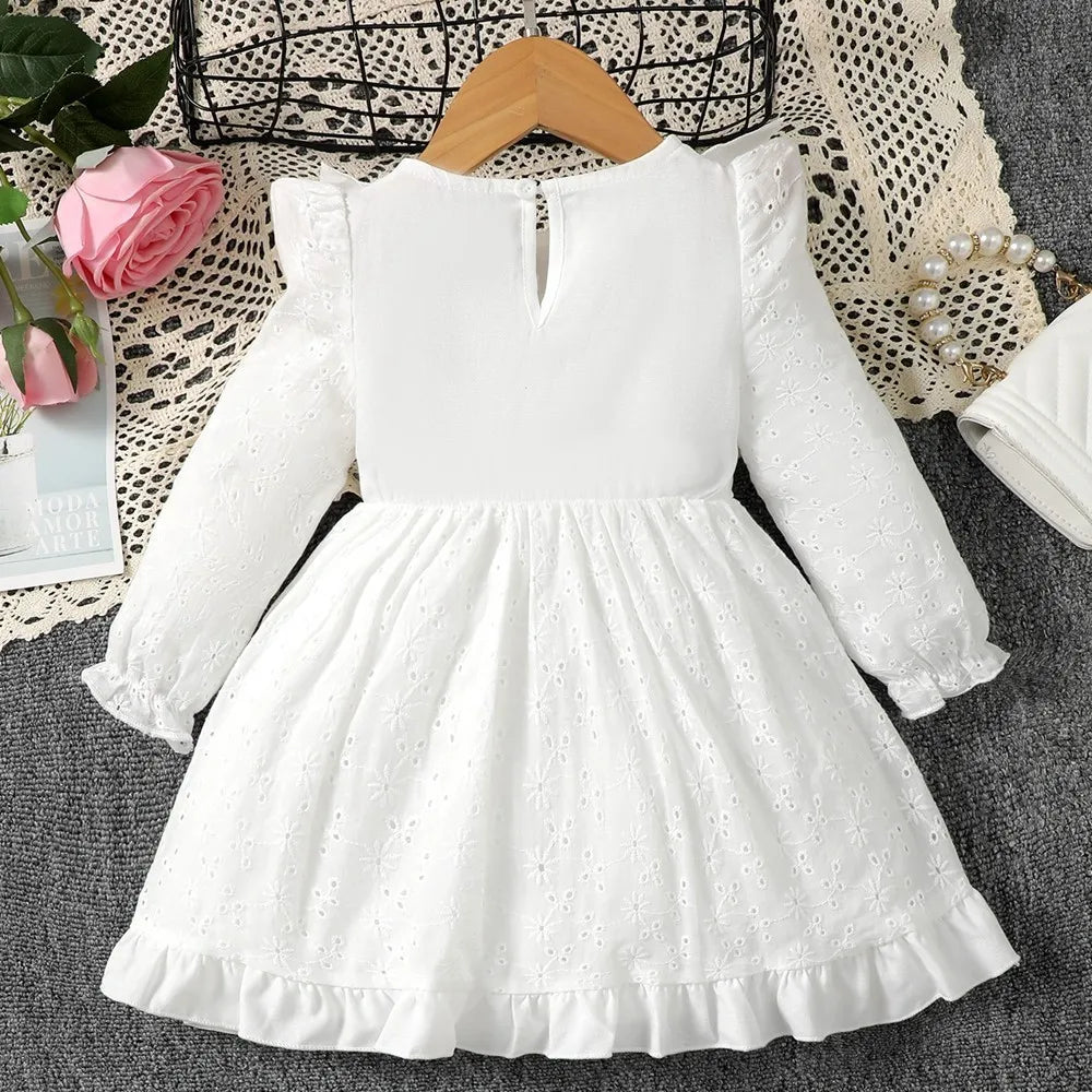 Autumn Baby Dresses Long Sleeved White  Wedding Flower Dress