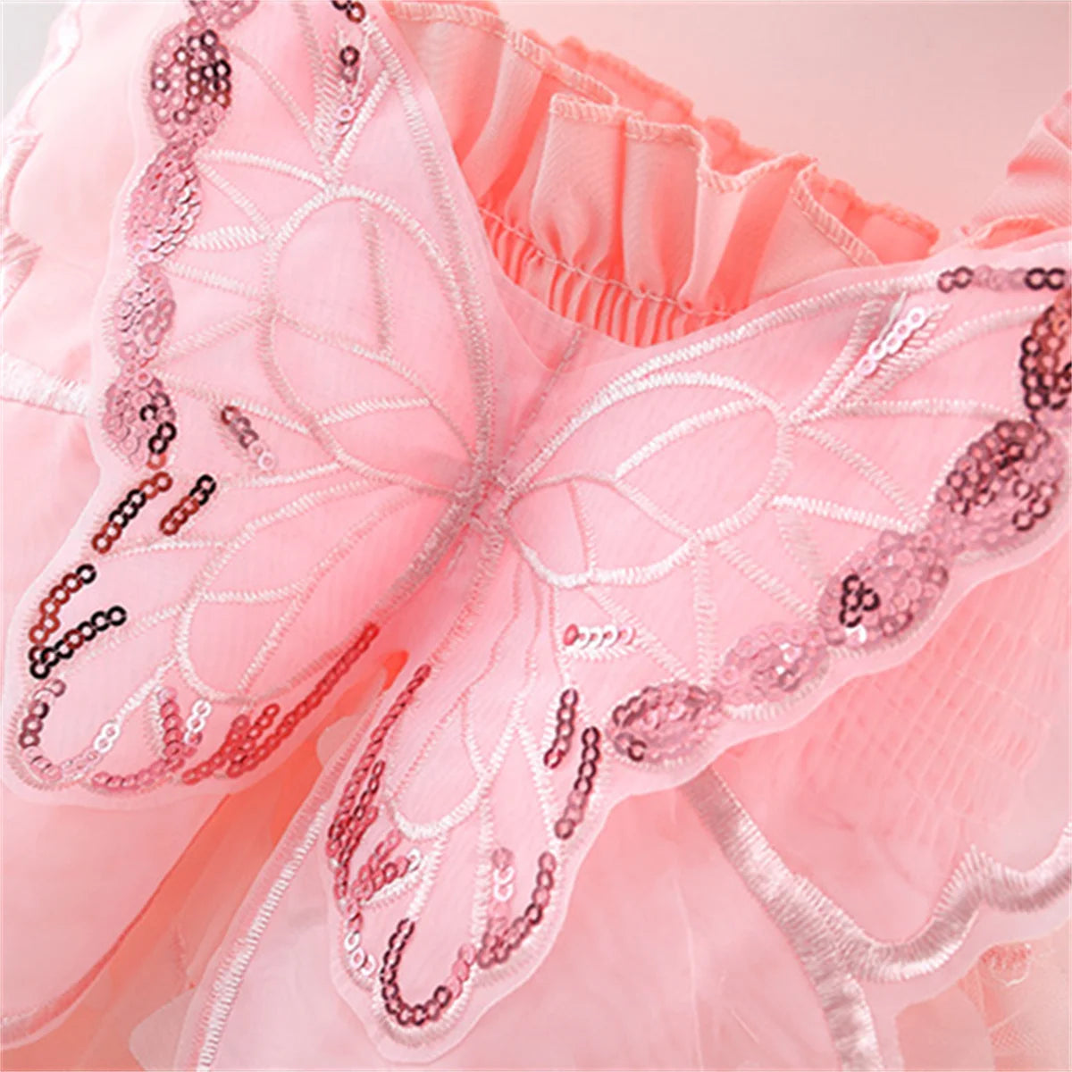 Baby Girl Party Dress Princess Birthday Dress Back Bow Wing Embroidery