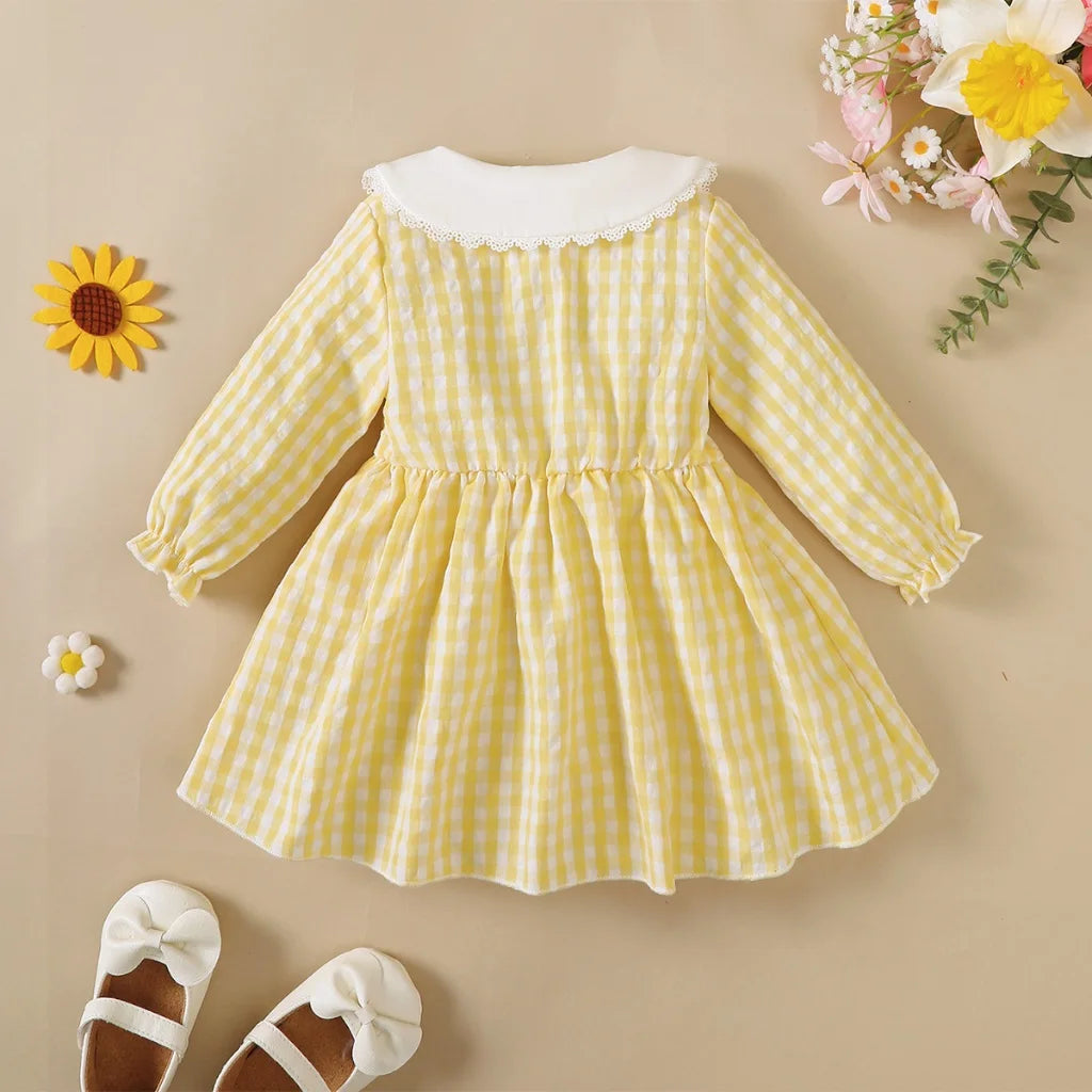 Baby Girl's Long Sleeved Dress Sweet Flower Decorated Princess Dress Baby  Autumn Costume Soft Dress for Toddlers 0-3 Years