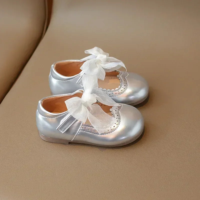 Baby Girl Leather Shoes Spring Autumn New Fashion Soft Comfortable Candy Color Princess Kids Dress Flats Ribbon Bow-knot Sweet