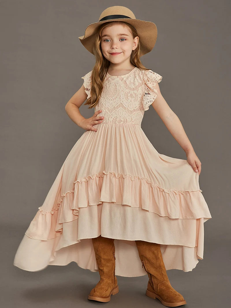 Flower Girls Dress Baby Kids Lace Dress Baby Kids Bohemia Elegant Princess Party
