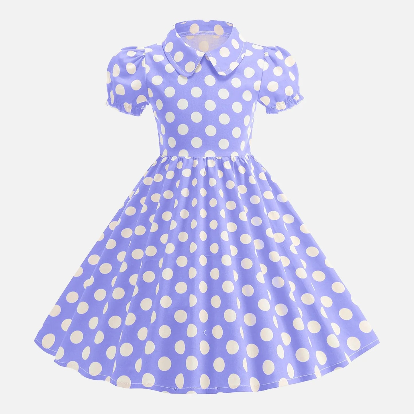 Girls' Dress French Short Sleeve Polka Dot Dress Holiday Children'S Summer Dress