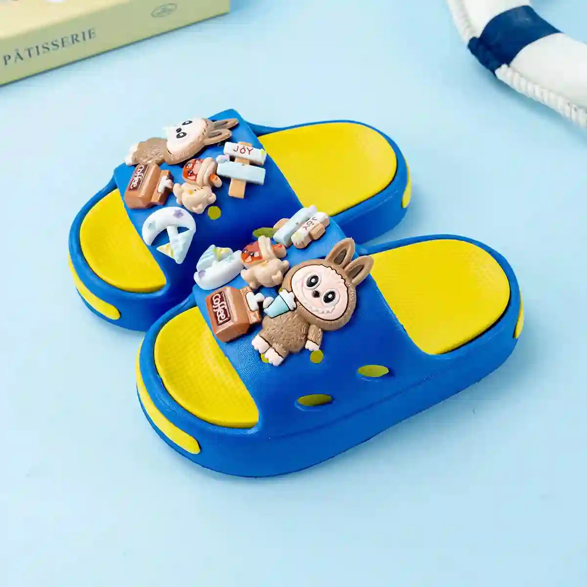 Cartoon Coffee-Themed Eva Slippers for Kids