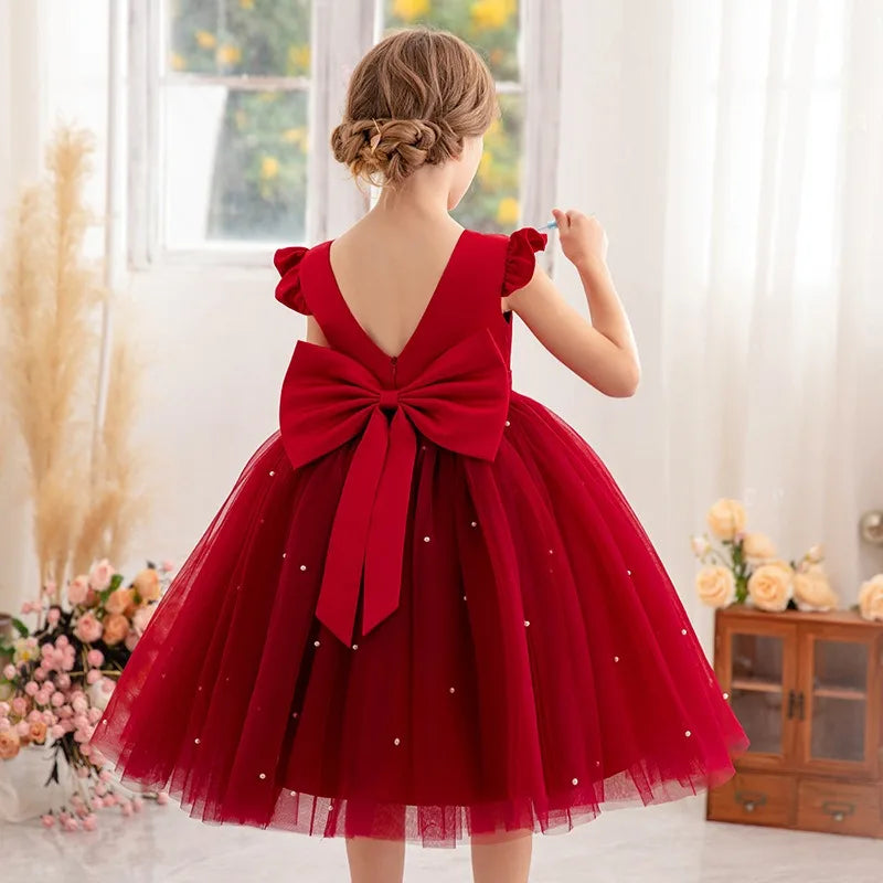 4-9 Years Old Pompadour Dress Cute Girl Dress