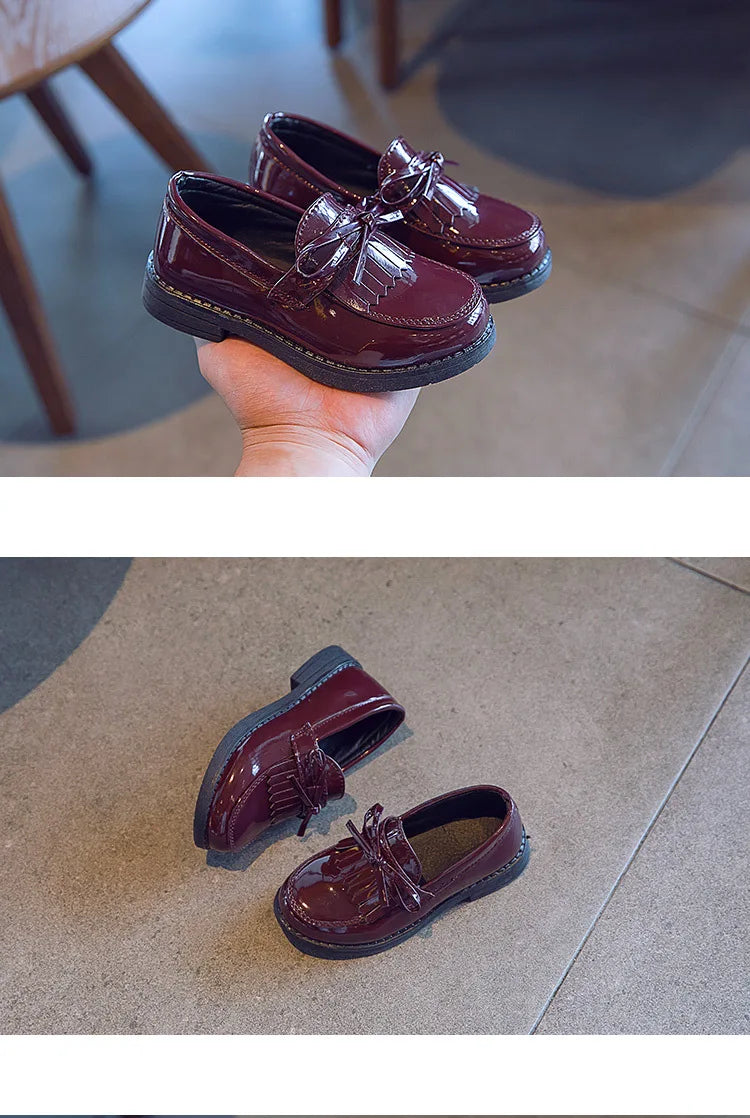 Athena Girls Leather Casual Shoes - Slip-on Loafers with Tassels