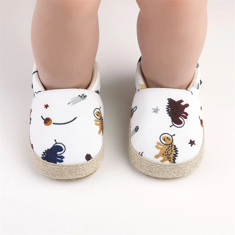 Baby Boy Girl Shoes Dinosaur Print Closed Toe Walking Shoes