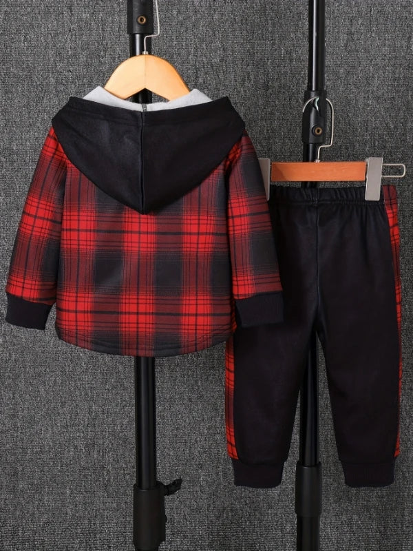 Plaid Fleece Lined Two-Piece for Boys