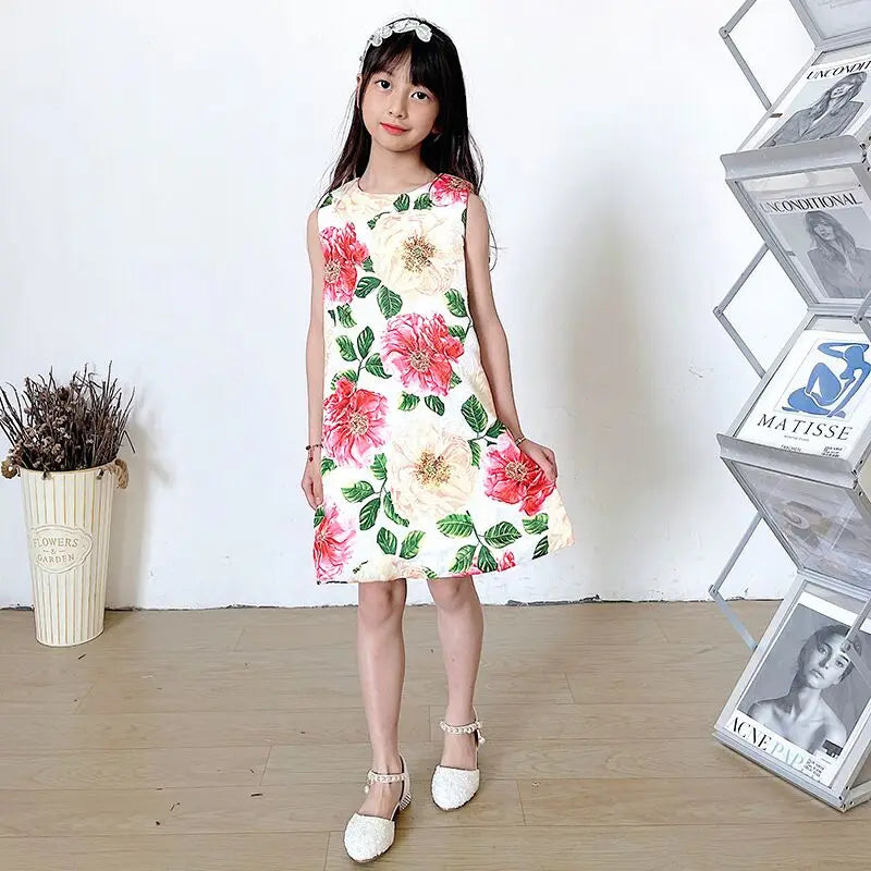 Kids Party Dresses For Girls Printed Evening Princess Girls Dresses