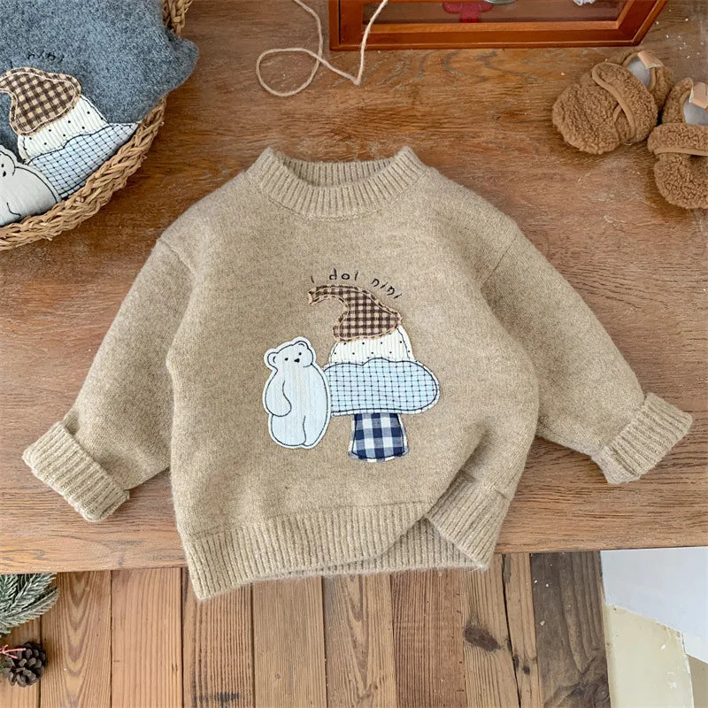 Josias Plus Velvet Knitted Cartoon Bear Sweater - GuGuTon baby store - Baby Fashion - Toddlers Outfits - Babies Outfits - Toddler Clothes - Kids Clothing - Newborn Clothes - Newborn Wear - Kids Wear - Trending Clothes - Trending Outfits - Fall Fashion - Winter Fashion - Girls Clothes - Boys Clothes - Babies Wear - Kids Accessories - KidsWear - Summer Clothes - Summer Fashion - Summer Trend - Falls Sweaters - Tops - Bottom - Jeans - Blouse - Dresses - Newborn Dresses - Toys