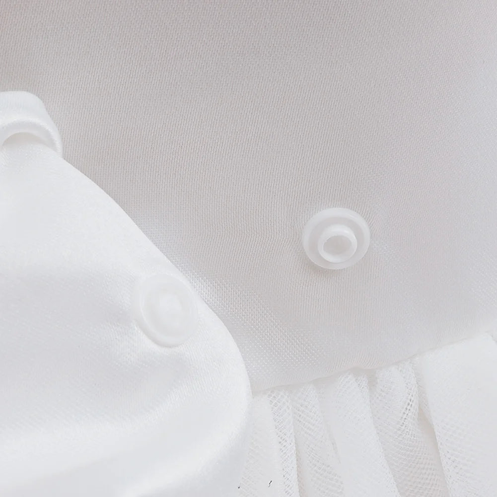 Kids Girls White Dresses Flower Child Wedding Dress Elegant Tulle Gown Baptismal Ceremony Costume Children Birthday Gift Dress