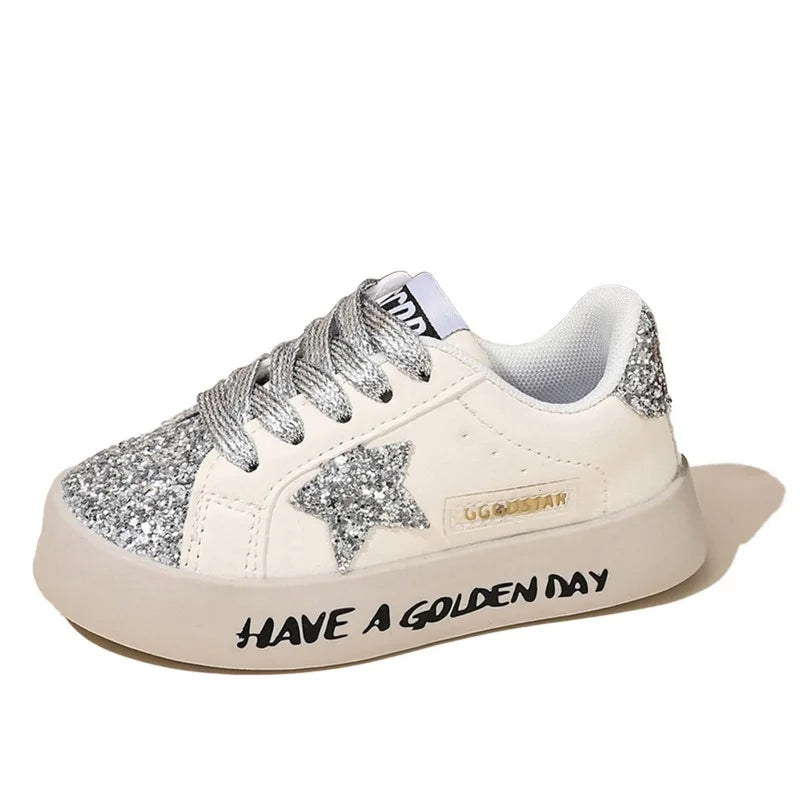 Fashionable Girls Sneakers Parent-child Summer Sports Shoes Student Casual Non-slip Shoes Children's Trendy Star Sequined Shoes