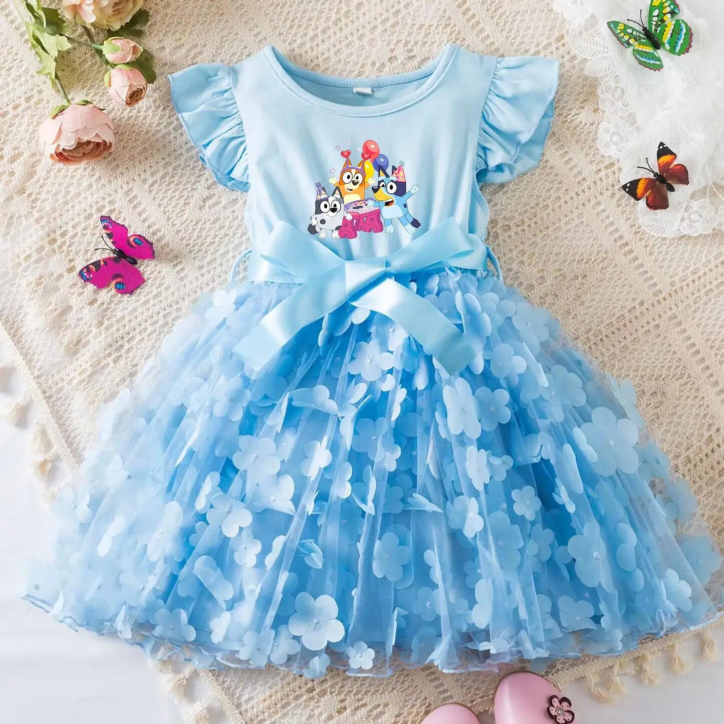 Girls Summer Dress with Butterfly for Ages 2-6