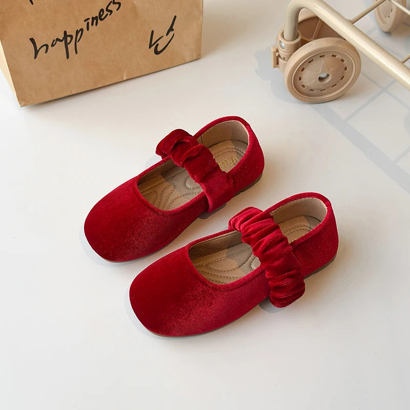 Spring Girl's Casual Shoes Round Toe Shallow Hook-loop Chic Kid's Flat Shoe Solid Colors Anti-slip Daily Comfy Children Shoe